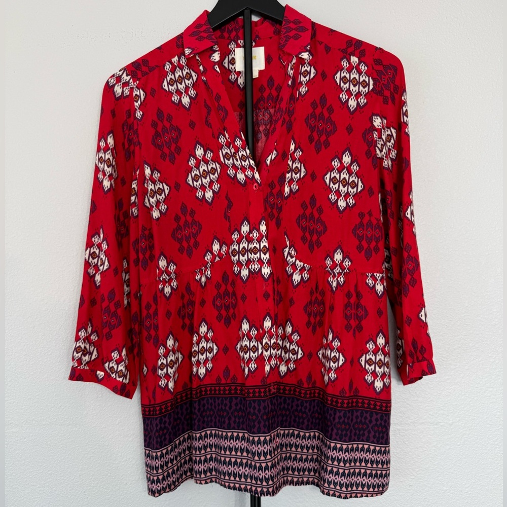 Anthropologie Maeve Floral Button Down Blouse Boho Lightweight Women Size 6 - Picture 7 of 14